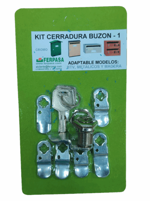 KIT CERRADURA BUZÓN ROMBO Ø16MM CON TUERCA 7 LEVAS