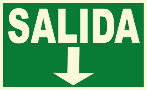CARTEL Nº 1038 - FLECHA SALIDA DEBAJO 29,7X21 CM