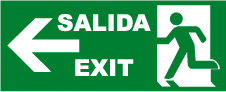 CARTEL Nº 1050 - SALIDA EMERG. IZQ. ADH. 20X8 CM