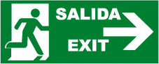 CARTEL Nº 1051 - SALIDA EMERG. DCHA. ADH. 20X8 CM