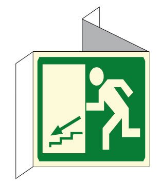 CARTEL Nº 1057 - SAL. EMERG. ABAJO 21X21CM + 3CM