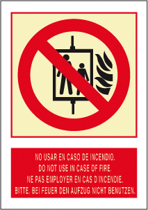 CARTEL Nº 2036 - NO USAR EN INCEND. 29,7X21 CM