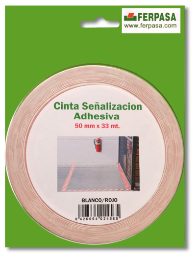 CINTA ADHESIVA BLANCA-ROJO (50MMX33M) BLISTER
