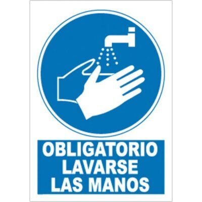 CARTEL ADHESIVO Nº 9054 - OBLIG LAVARSE LAS MANOS 29,7X21 CM