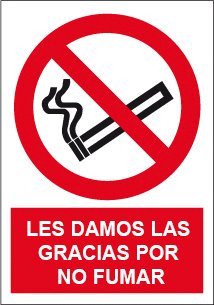 CARTEL Nº 3009 - GRACIAS POR NO FUMAR 29,7X21 CM