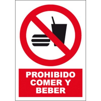 CARTEL Nº3039 - PROH. COMER Y BEBER 29,7X21 CM
