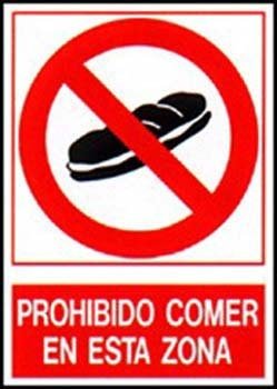 CARTEL Nº 3039 - PROH. COMER Y BEBER 29,7X21 CM