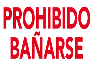 CARTEL Nº 3054 - PROHIBIDO BAÑARSE 29,7X21 CM