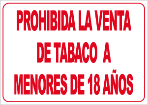 CARTEL Nº 3055 - PROH. VENTA TABACO MEN. 29,7X21CM