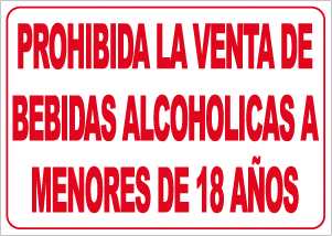 CARTEL Nº 3056 - PROH. VENTA ALCOHOL MEN. 29,7X21