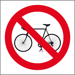 CARTEL Nº 3058 - PROH. BICICLETAS 30X30 CM