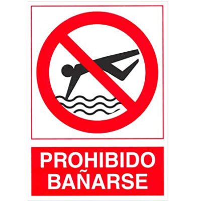 CARTEL Nº 3075 - PROH. BAÑARSE 29,7X21 CM