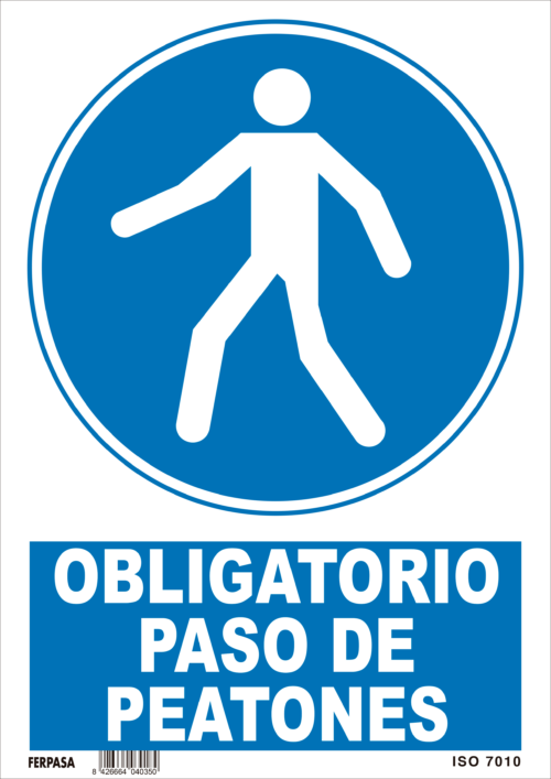 CARTEL Nº 4035 - OBLG. PASO PEATONES 29,7X21 CM