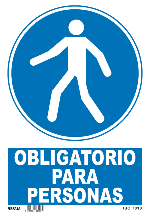 CARTEL Nº 4036 - OBLG. PARA PERSONAS 29,7X21 CM