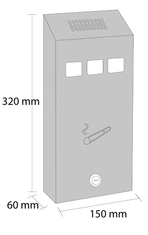 CENICERO PARED RECTANGULAR GRIS 15X6X32 CM - Imagen 2
