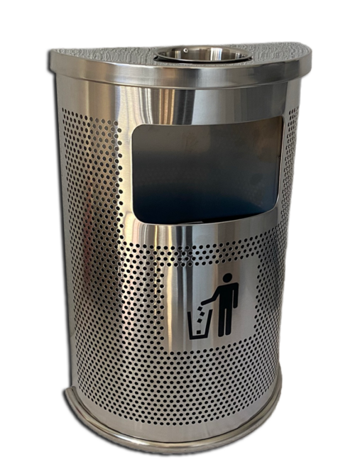 PAPELERA MOD WAVE SEMICIRCULAR C/CENICERO INOX - Imagen 3