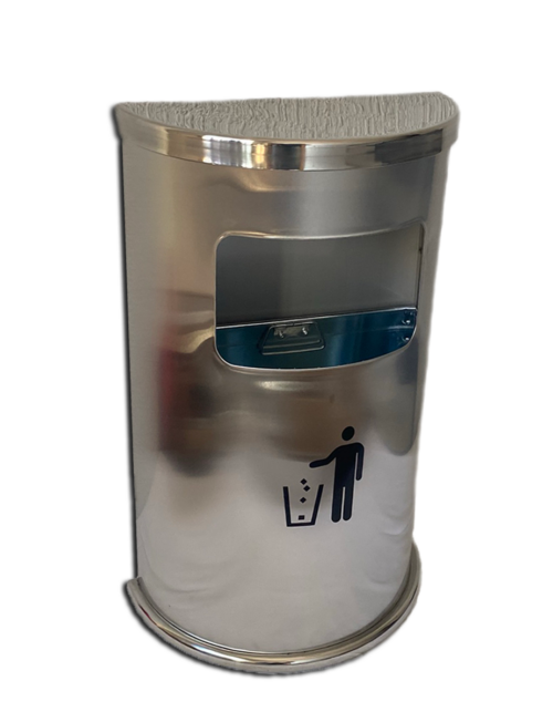PAPELERA MOD WAVE SEMICIRCULAR S/CENICERO INOX - Imagen 2