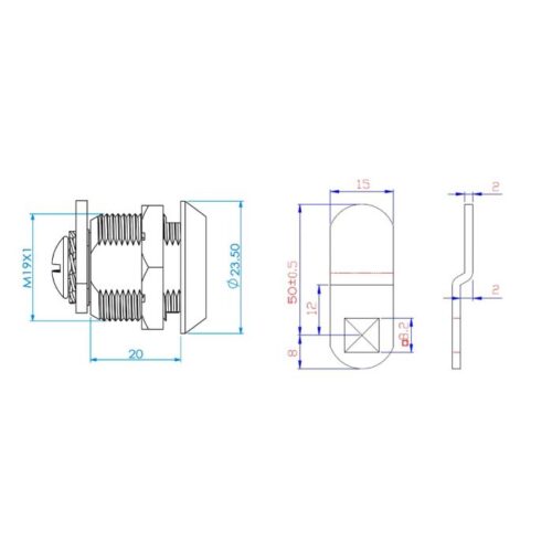 CERRADURA BUZÓN Ø19MM L.20MM LEVA CURVA (2) - Imagen 2
