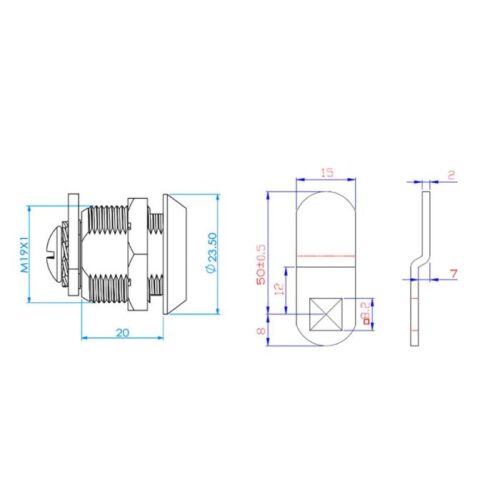 CERRADURA BUZÓN Ø19MM L.20MM LEVA CURVA (7) - Imagen 2