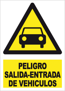 CARTEL Nº 7032 - PELIGRO SALIDA-ENTRADA VEHICULOS