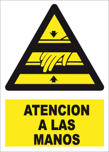 CARTEL Nº 7033 - ATENCION A LAS MANOS 29,7X21 CM
