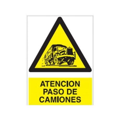 CARTEL Nº 7035 - ATENCION PASO CAMIONES 29,7X21 CM