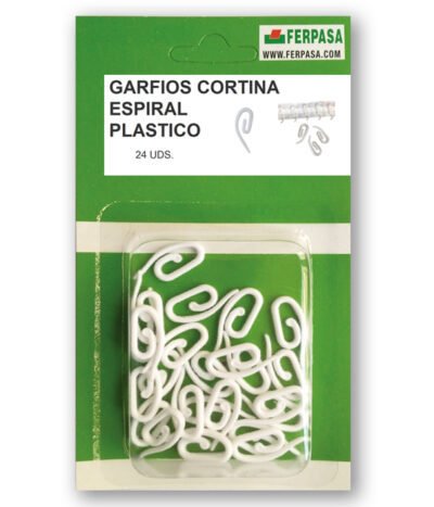 GARFIOS CORTINA ESPIRAL PLASTICO BL.24