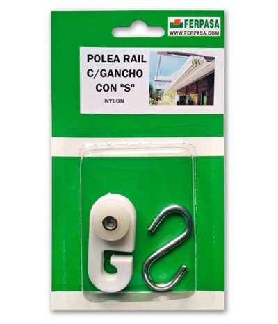POLEA RAÍL C/GANCHO "S" NYLON BL
