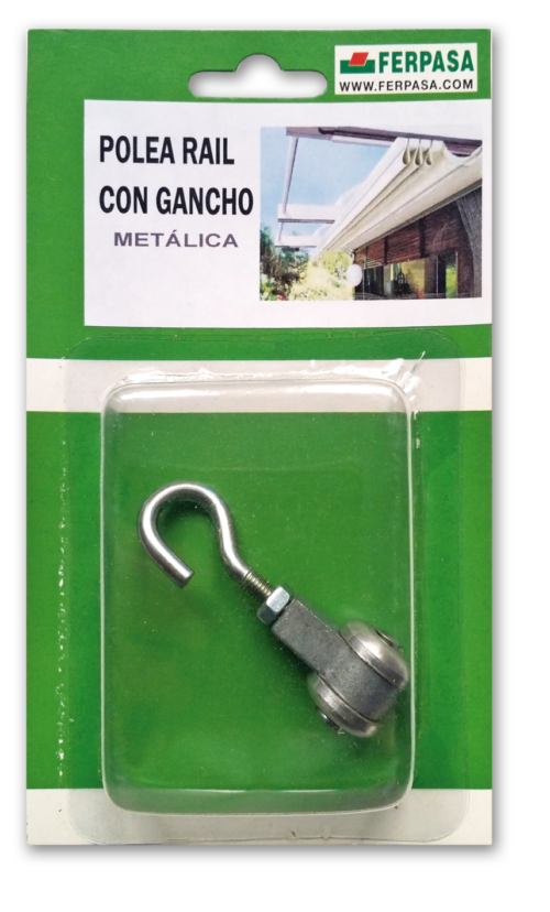 POLEA RAÍL C/GANCHO METÁLICA BL