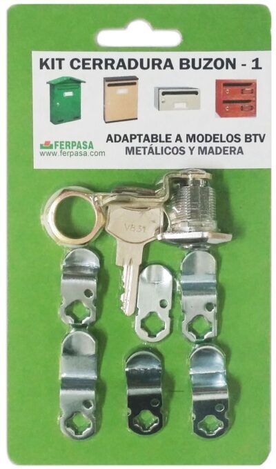KIT CERRADURA BUZÓN ROMBO Ø16MM CON TUERCA 7 LEVAS