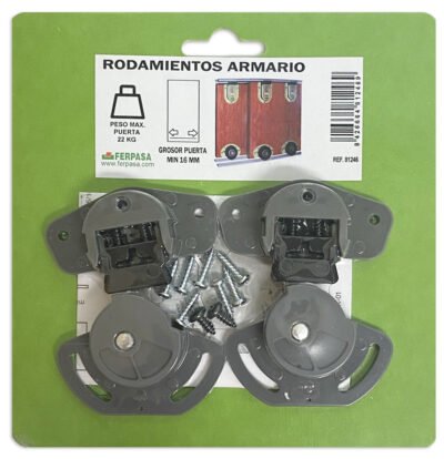 JGO.RODAMIENTO ARMARIO P-2 P/PUERTA 16 MM PLASTIC