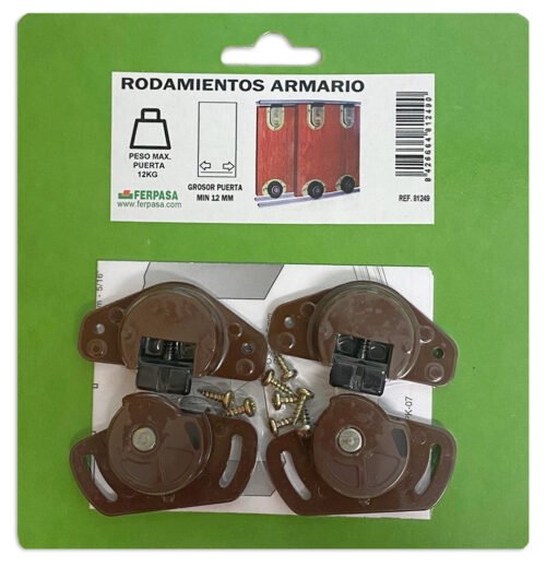 JGO. RODAMIENTO ARMARIO P-1 P/PUERTAS 16 MM PLAST.