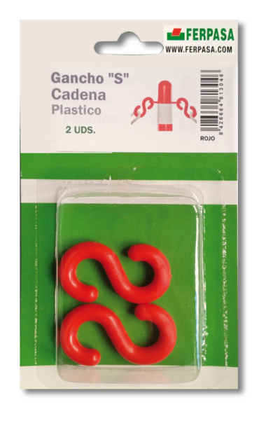GANCHO `S` P/CADENA PL ROJO BL.2uu