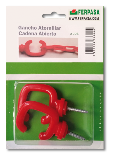 GANCHO PARED C/TORN AB P/CADENA ROJO BL.2uu