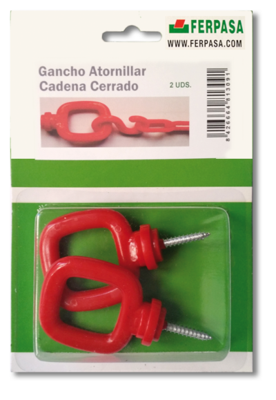 GANCHO PARED C/TORN CERR P/CADENA ROJO BL.2uu