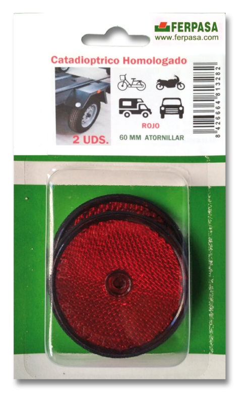 REFLECTANTE RD C/TORN ROJO(60mm) BL.2uu