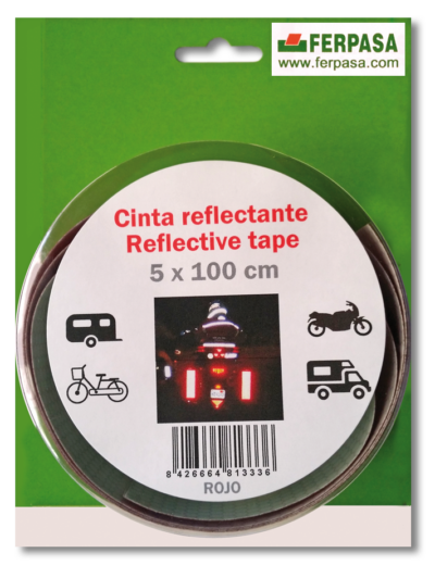 CINTA REFLECTANTE ADH 50mm ROJA BL.1m
