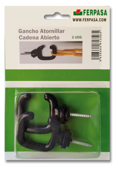 GANCHO PARED C/TORN AB P/CADENA NEGRO BL.2uu