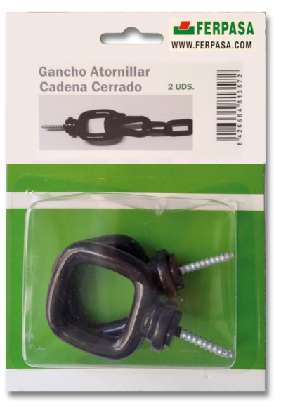 GANCHO PARED C/TORN CERR P/CADENA NEGRO BL.2uu