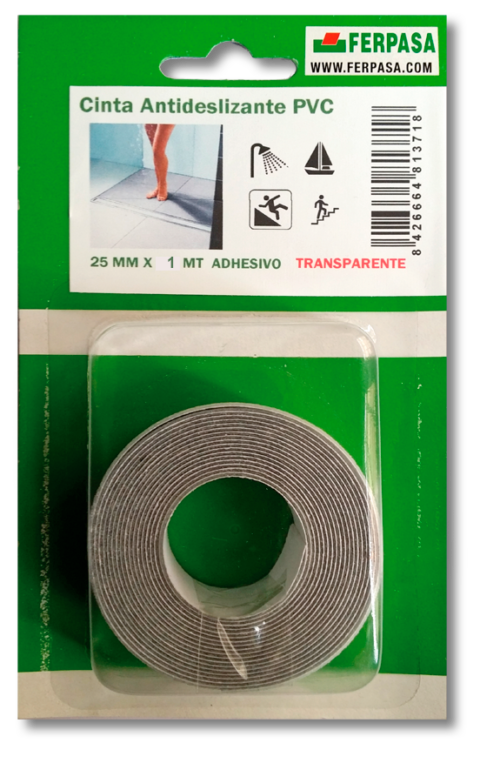 CINTA ANTIDESLIZANTE ADH PVC-CAUCHO 25mm TP BL.1m