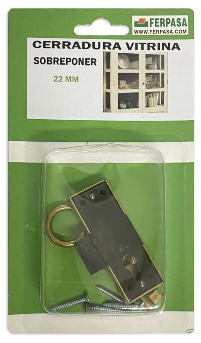 CERRADURA VITRINA SOBREPONER 22 MM