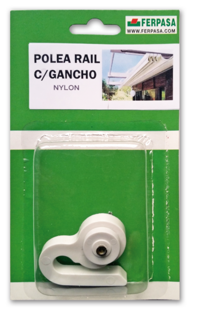POLEA RAÍL C/GANCHO NYLON