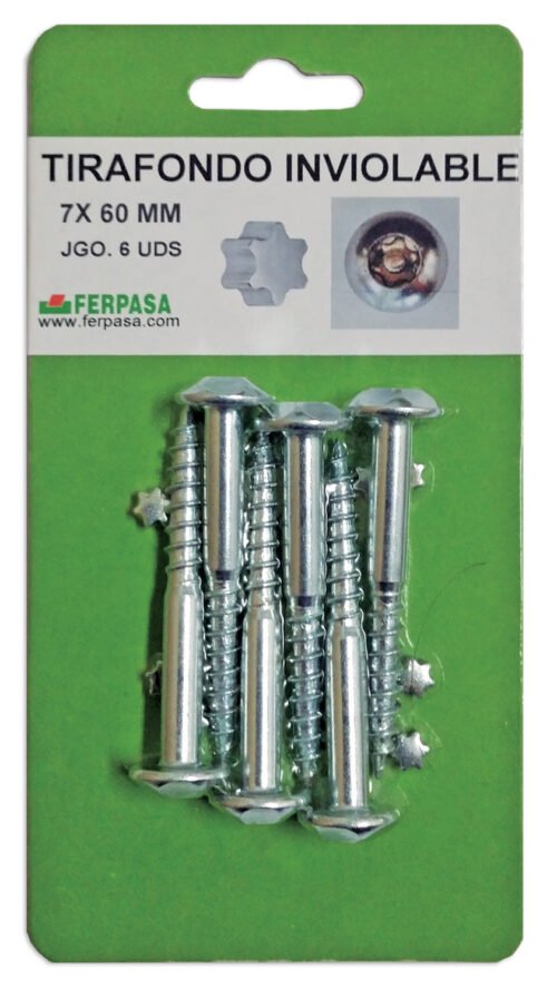 JGO. 6 TIRAFONDO INVIOLABLE CROMO