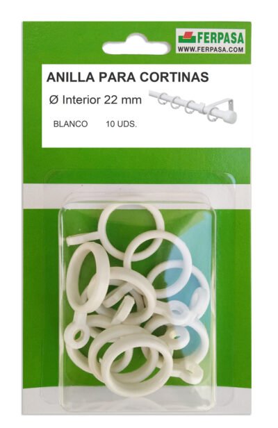 ANILLA CORTINA 20 MM C/ HEMBRILLA BLANCA