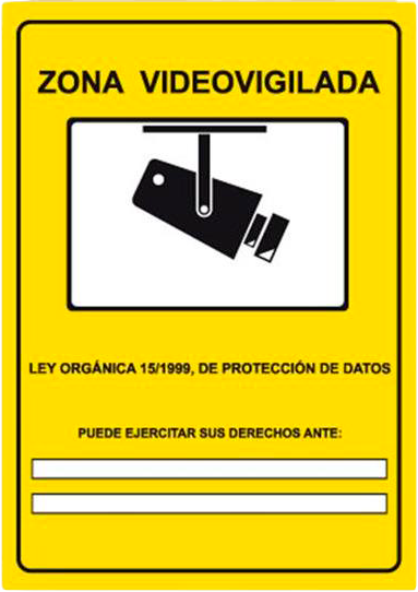 CARTEL Nº 8322 - ZONA VIDEOVIGILADA ADH. 29,7X21CM