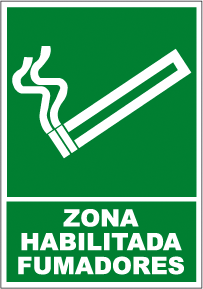 CARTEL Nº 8327 - ZONA HABILITADA FUMADORES 29,7X21