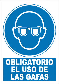 CARTEL Nº 9012 - OBLG. USO GAFAS ADH. 17X12 CM
