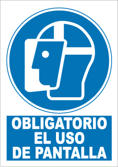 CARTEL ADHESIVO Nº9041 - OBLIG USO PANTALLA ADH. 7X5 CM