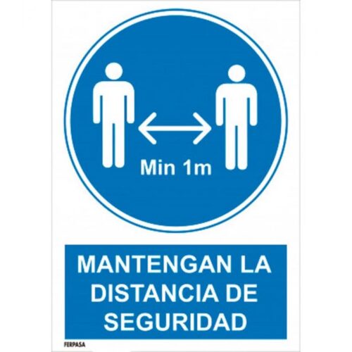 CARTEL ADHESIVO Nº9045 - MANTENGA DIST SEG 1M 29,7X21 CM