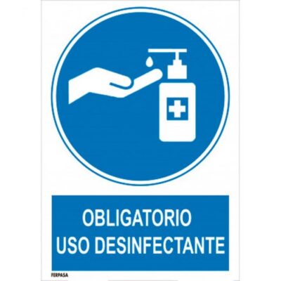 CARTEL ADHESIVO Nº 9048 - OBLIG USO DESINFECTANTE 29,7X21 CM
